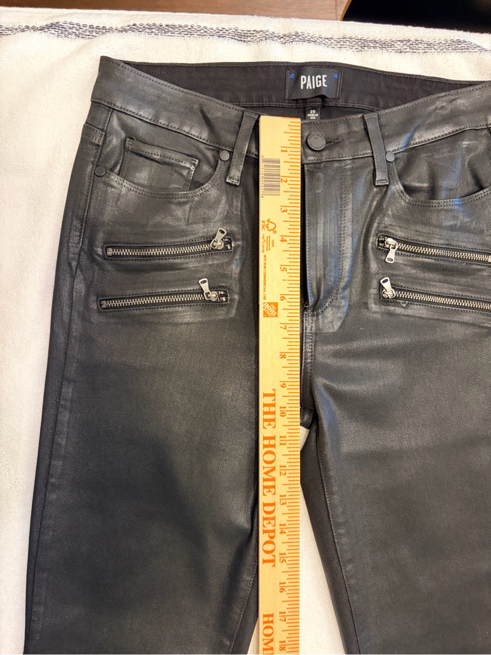 PAIGE High Rise Edgemont Skinny Stretch Jeans in Black Size 29 - Picture 6 of 8
